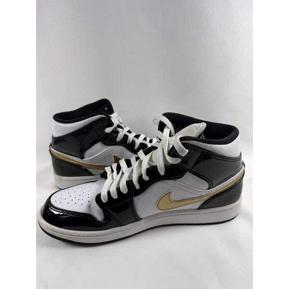 Size 9.5 - Jordan 1 Mid SE Patent Black Gold main image 4
